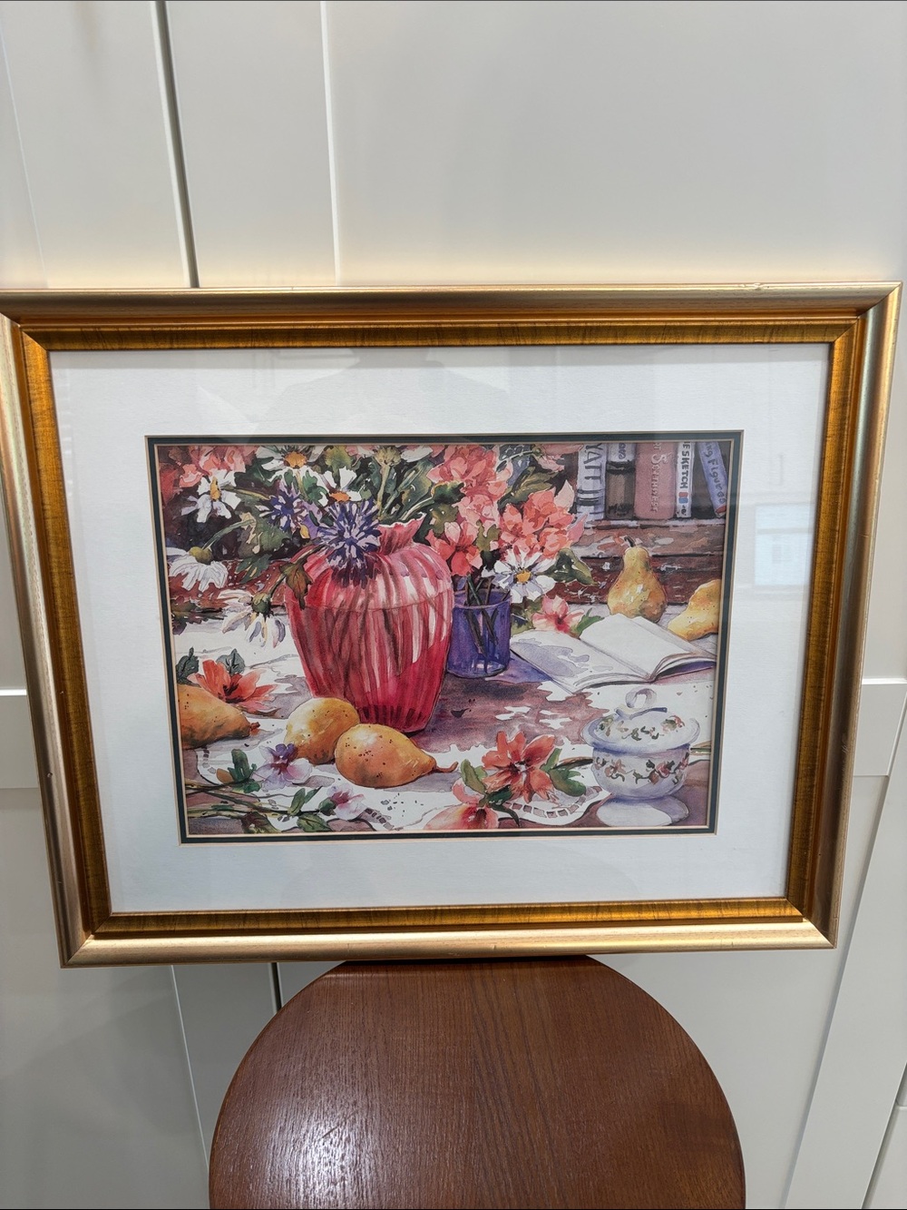 Colourful florals and pear art